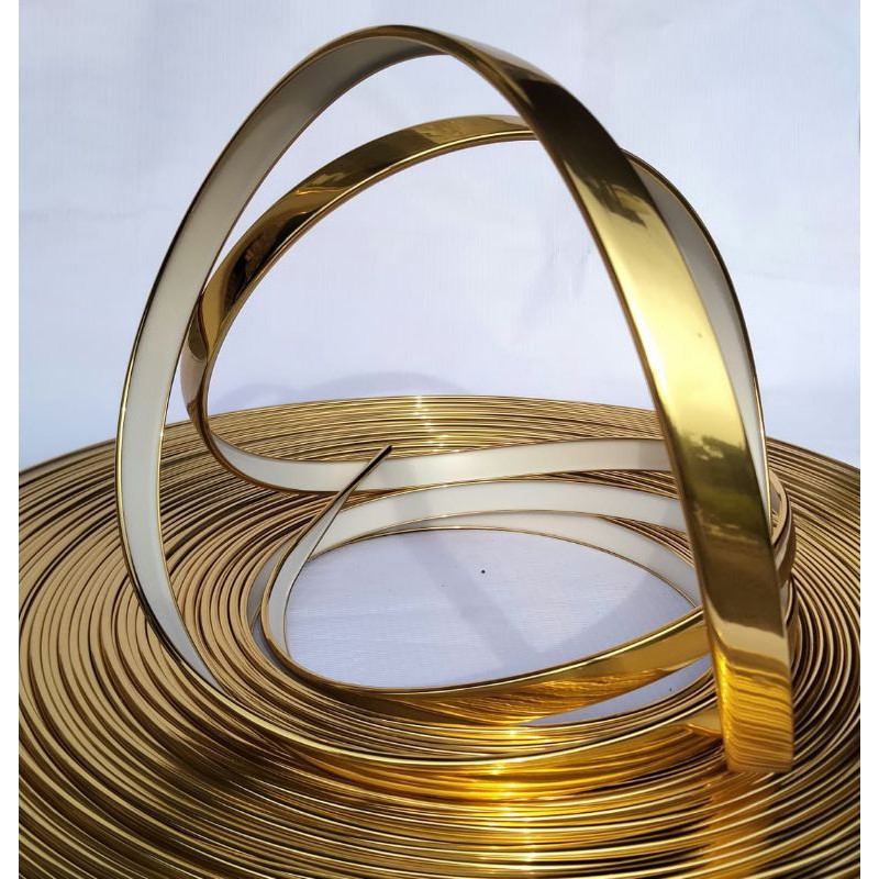 pvc u edging / list mdf gold 1roll 50m 12mm + free klips/klem 50pcs