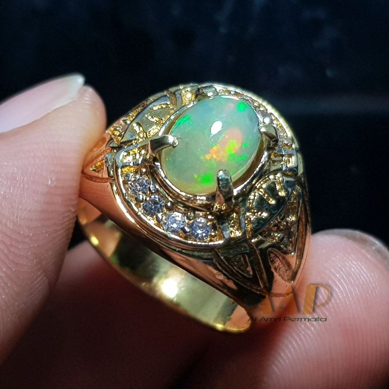 cincin kalimaya / cincin opal kalimaya / batu kalimaya multi color GARANSI NATURAL 