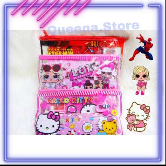 

MARIS'A Stationery Set Kaleng Pensil Komplet Dengan Isi ,Pencil Case LOL Unicorn Spiderman Cars.