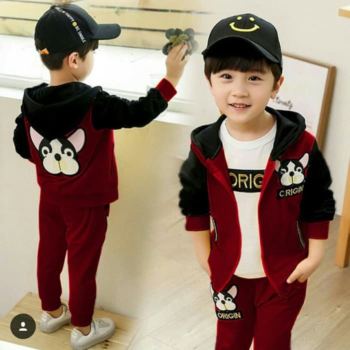 Baju Anak Laki Laki Set 3In1 Original Doggie Kid Fashion Kids baL2303-100