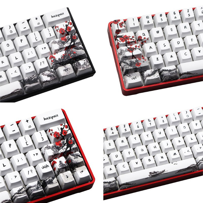 VIVI   71 Keys Wangjiang Plum Blossom Keycap Dye Sublimation OEM Mechanical Keyboard Keycap For GH60 XD64 DZ60 GK61 GK64