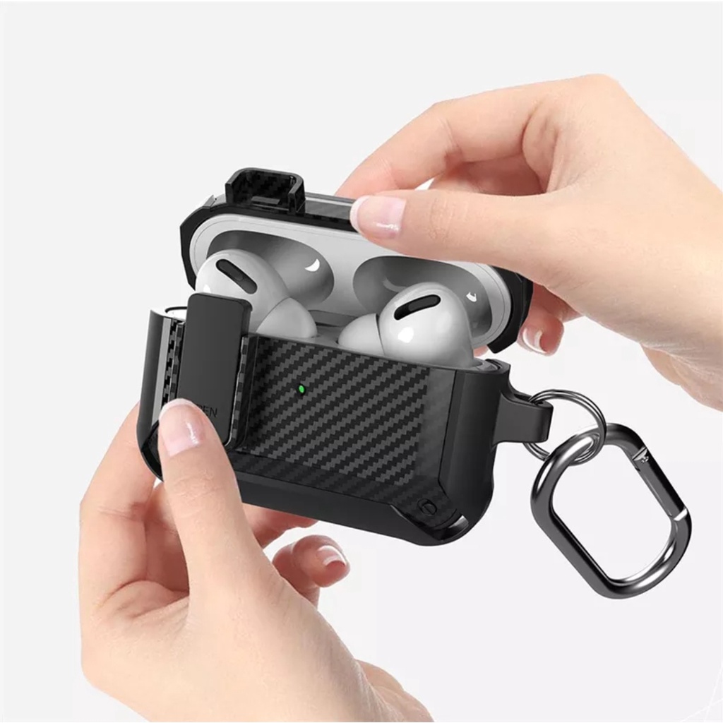 SAFETY LOCK Shockproof Carbon Airpods 1 2 Airpods 3 Airpods Pro 1 2 Case Cover Casing