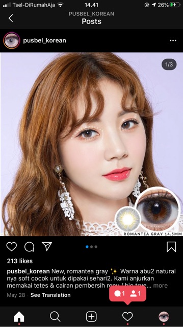 Softlens romantea gray &amp; brown original korea