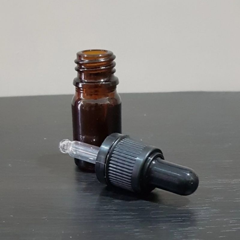 botol pipet kaca 5ml amber coklat tutup hitam / botol serum 5ml kaca