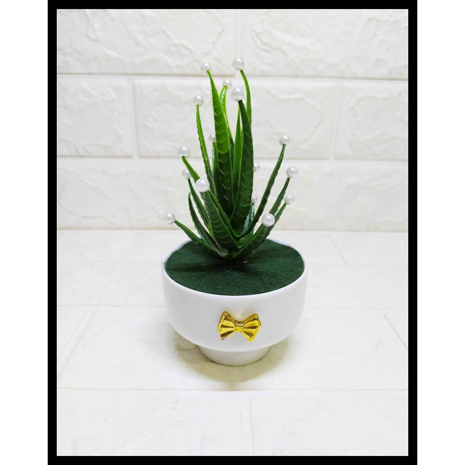 Sukulen Pedang Kecil Pot Keramik - Tanaman Imitasi Cantik
