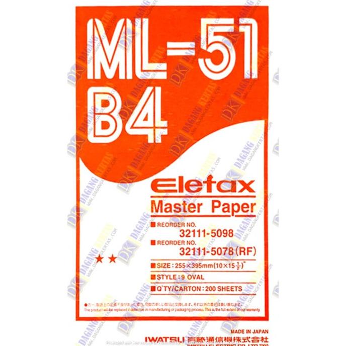 

Master Paper Elefax / Kertas Master Elefax ML-51 ukuran B4