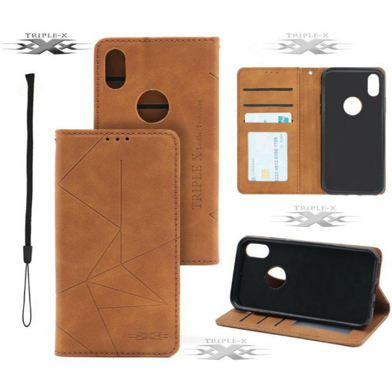 Triple X Flip Cover Leather Case Walet Iphone X Iphone Xs Iphone Xs Max Flip Case Dompet Magnetik