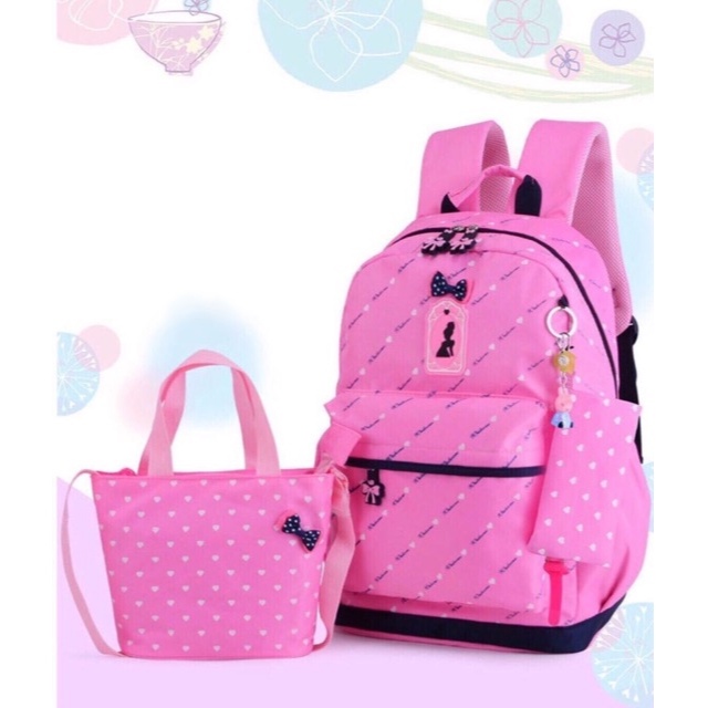 (COD)Tas Ranse Princes 3in1 Tas Sekolah Anak Wanita Tas Fashion Korea