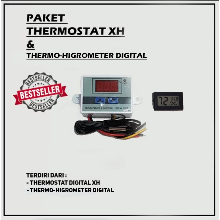 Paket Thermostat Digital XH Termometer Higrometer Mesin Tetas