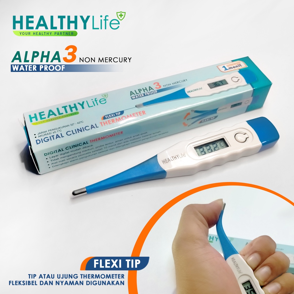 Healthylife Termometer Digital Thermometer Digital Termometer Badan Digital Dewasa Termometer Anak Thermometer badan Termometer ketiak Termometer mulut