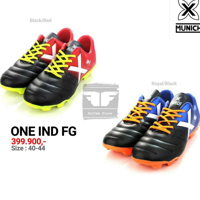 X MUNICH ONE FG ORIGINAL TERMURAH Sepatu Olahraga Sepak Bola Football - BlackRed, 39