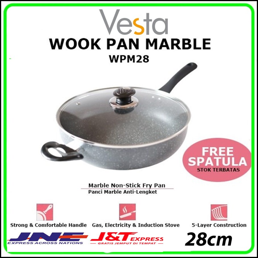 NEW VESTA WPM28 WOK Pan 28 Cm Bahan Marble Pan Anti Gores Anti Lengket DAN MANTAP