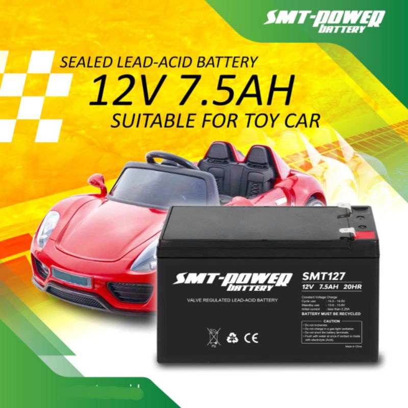 Jual SMT127 Battery 12V 7.5AH Baterai Mainan Aki Motor Mobil Anak 7AH ...