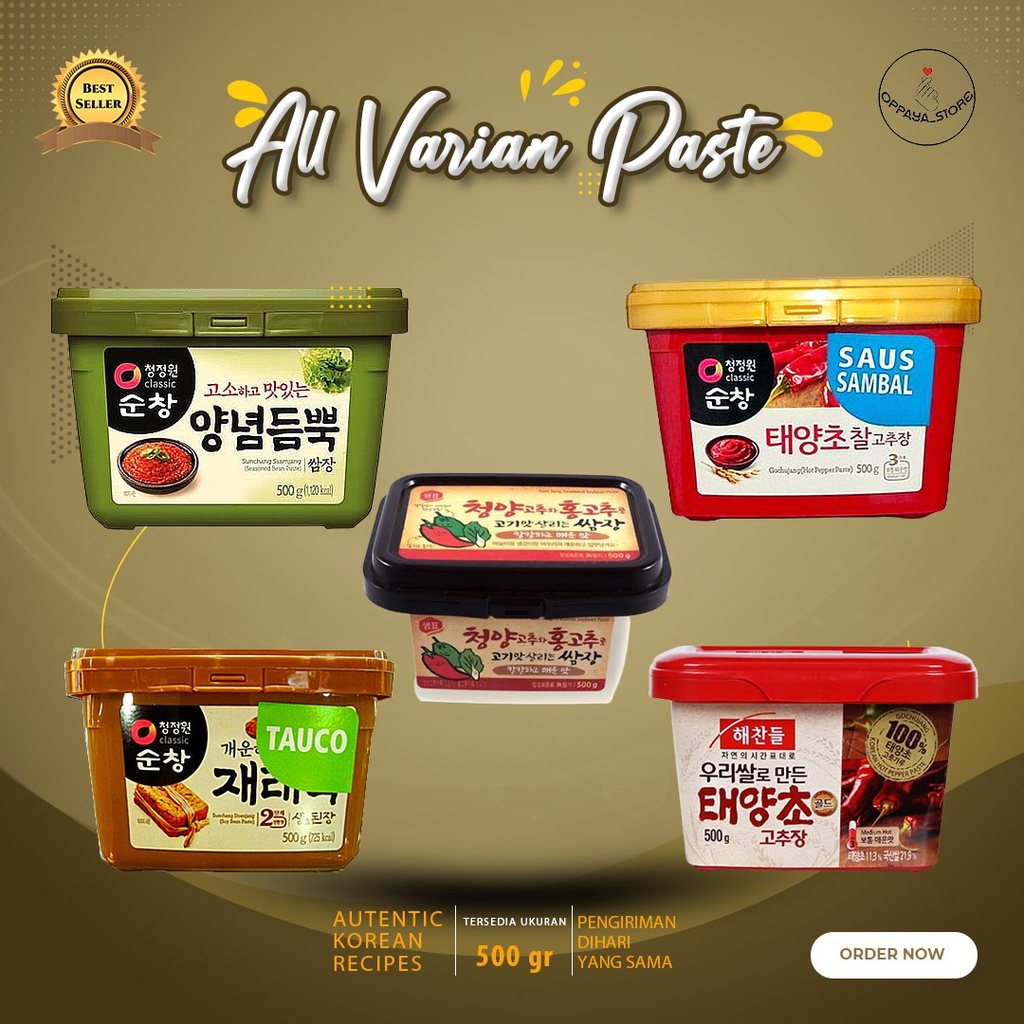 

Oppaya Store - All Varian Paste Gochujang Doenjang Ssamjang 500 Gr Paste Korea Enak Asli