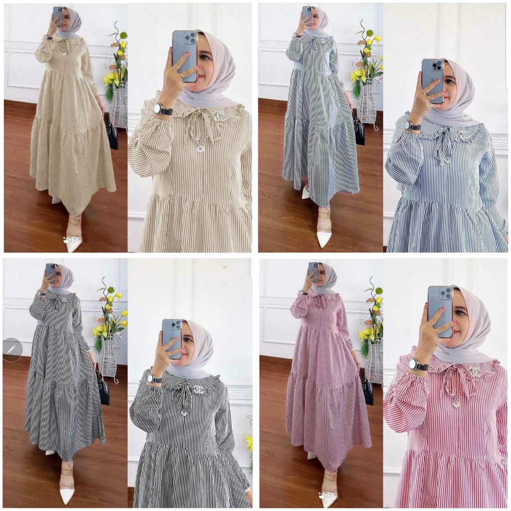 3 UKURAN L XL XXL DRESS TYARA SALUR FASHION PAKAIAN WANITA GAMIS MAXY BAHAN KATUN EDHM