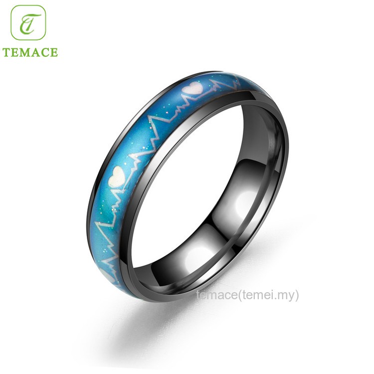 ✨TEMACE✨ Cincin Couple Tauhid Pecinta Titanium Baja Warna Jantung Suhu Pria Dan Wanita Cincin Lapis