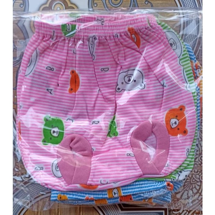 [BISA COD] 1PCS Celana Pop Bayi / Celana Kacamata Bayi Warna Salur Sablon Animal Bahan TC