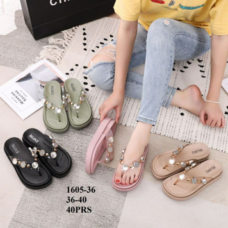 sandal jelly perempuan-sandal karet balance-wedges