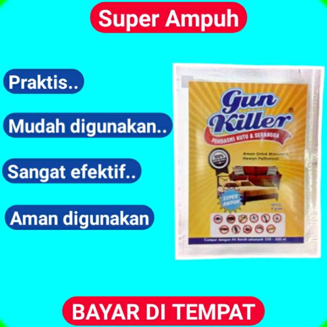 GUN KILLER SACHET PEMBASMI KUTU KASUR,KUTU BUSUK,KUTU SOFA,KUTU KURSI,KECOA,SEMUT,TUNGAU,RAYAP