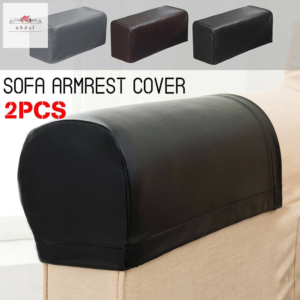 2 Pcs Pu Leather Sofa Armrest Covers Protectors Stretchy Waterproof For Couch Chair Arm Shopee Indonesia