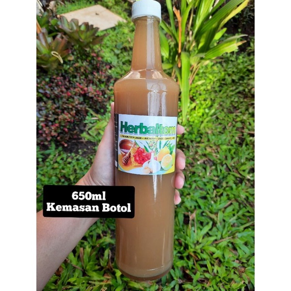 

jJAMU HERBALTOM 650ML BOTOL KACA BAWANG LANANG, JAHE MERAH, LEMON, MADU, CUKA APEL SEHAT