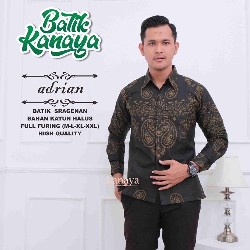 ADRIAN baju batik pria full furing bahan Katun halus PREMIUM