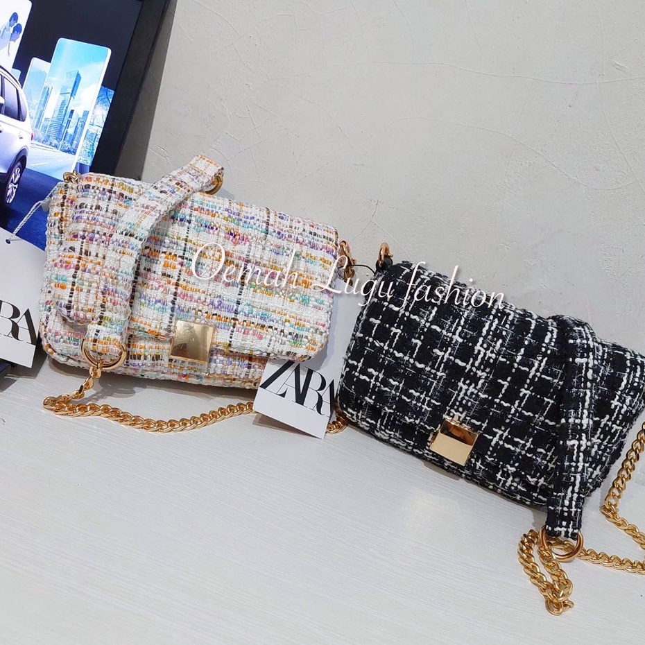 Z*RA FABRIC MINI TWEED BOWLING BAG/TAS Z*RA TWEED MINI RANTAI