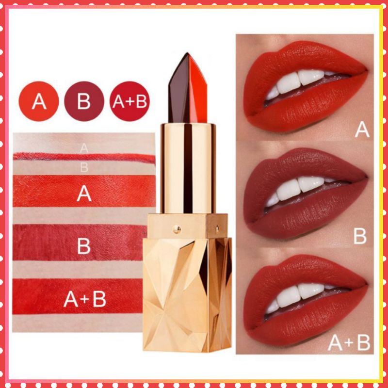 3 Color DNM Lipstick Trichrome Soft And Moist Lip Gloss Waterproof 3 In 1 Original