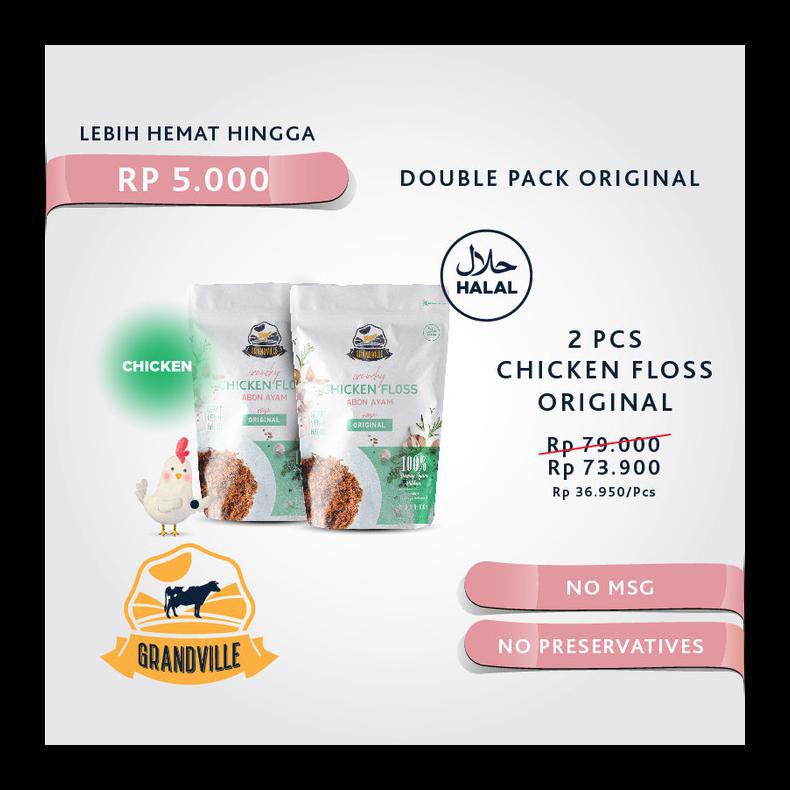 

BEST SELLER! PREMIUM GRANDVILLE ABON AYAM CRUNCHY DOUBLE PACK ORIGINAL PALING MURAH