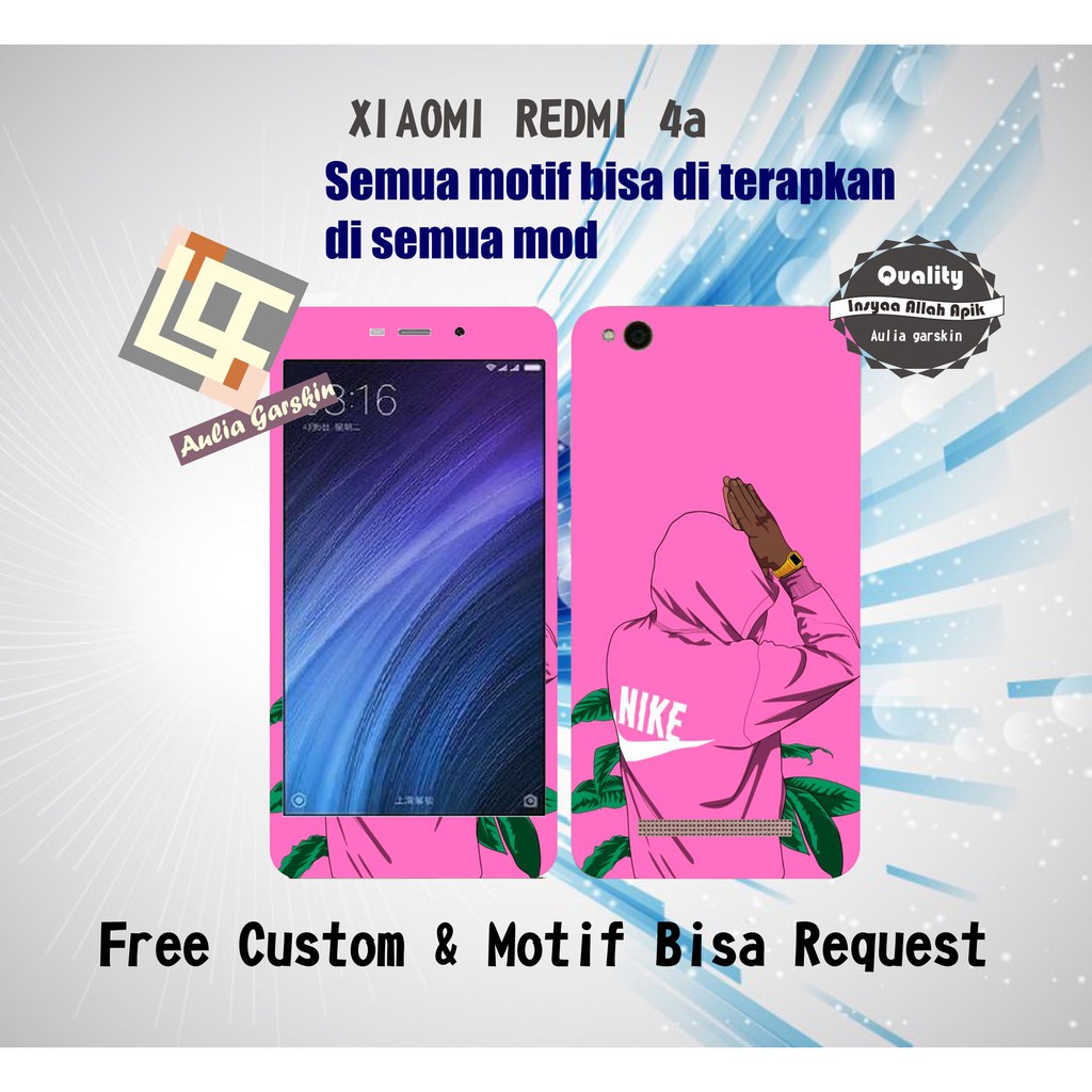 garskin  hp redmi 4a full body motif pink - free custom motif