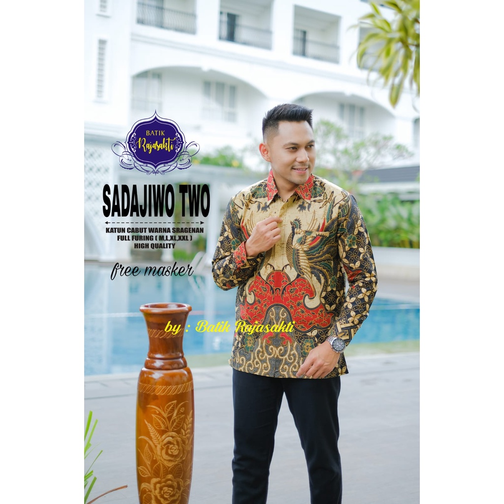 SADAJIWO TWO RAJASAKTI KEMEJA BATIK SOLO PRIA LENGAN PANJANG LAPIS FURING ATASAN BATIK PREMIUM MODERN KATUN HALUS BAHUWIRYA  BANAMITRA BANAMITRA PUTIH BANGSAWAN BAYU PUTRA BERLIAN BIRU BHARATAYUDA BIMASENA BIRENDRA BIRU INDAH BRAHMAKERTA BRAHMAKERTA MERAH