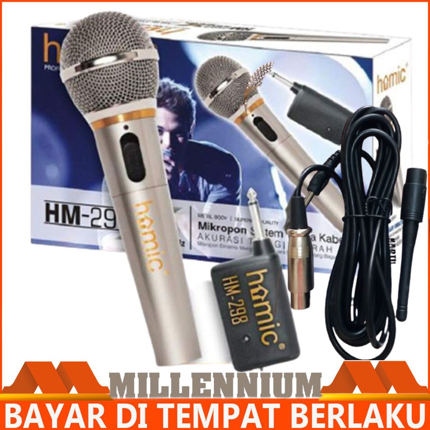 Homic HM-298 Microphone Wireless Dan Kabel