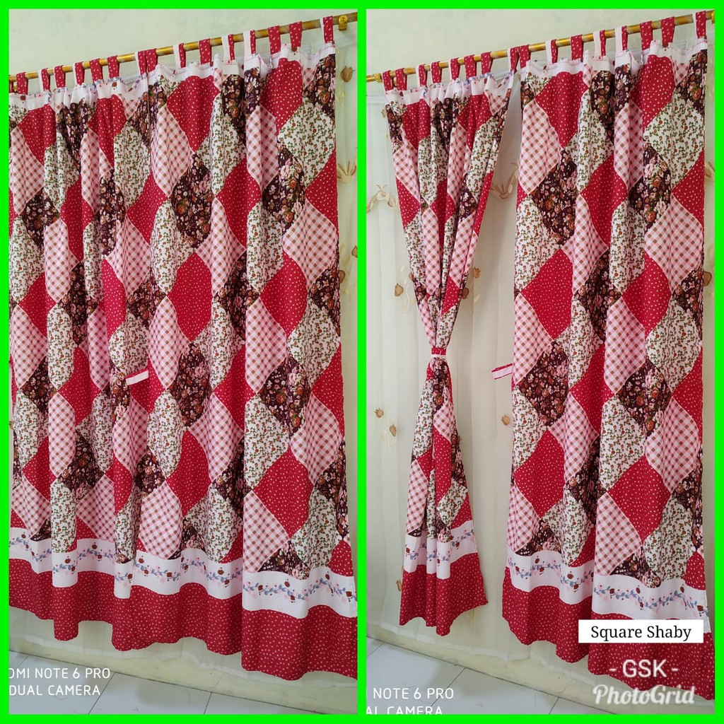 Gorden Jendela Pintu Homemade Karakter Square Shaby