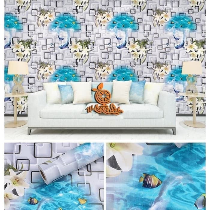 Wallpaper Murah - Wallpaper Dinding Stiker Dinding - Wallpaper Dinding Minimalis - Ikan 3D