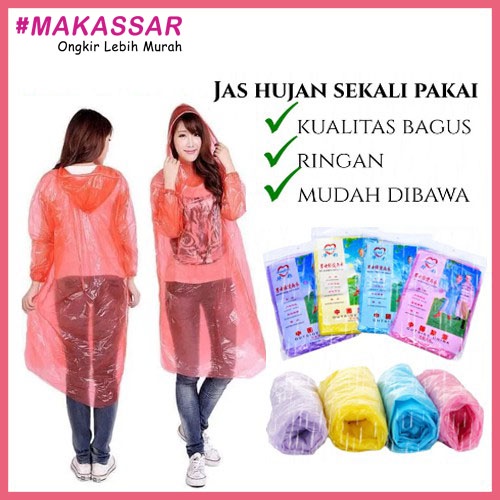 JAS HUJAN PLASTIK / Raincard / Poncho Rain Coat Plastic Disposable Emergency / Jas Hujan Darurat Sekali Pakai