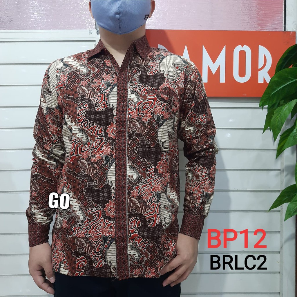 bego  BRLC DAMOR (CRESSIDA) BATIK Cowok Pakaian Pria Kemeja Batik Reguler Lengan Panjang