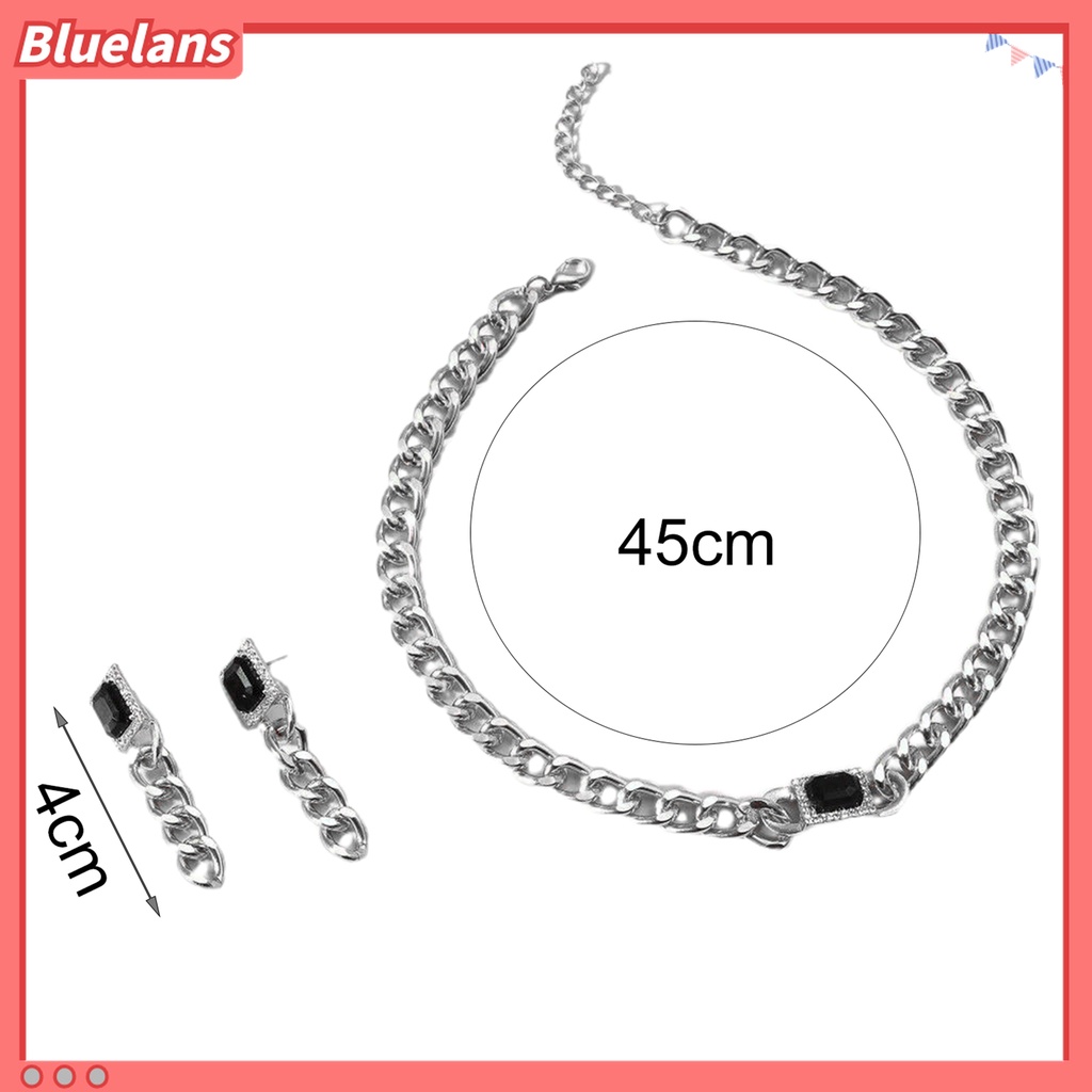 2pcs / Set Kalung Rantai Tebal Dapat Disesuaikan Hias Permata Tiruan Gaya Hip Hop Untuk Aksesoris Perhiasan