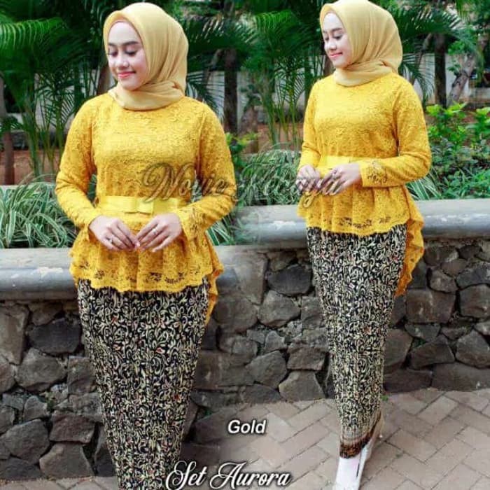 KEBAYA AURORA SETELAN BROKAT SET MARON