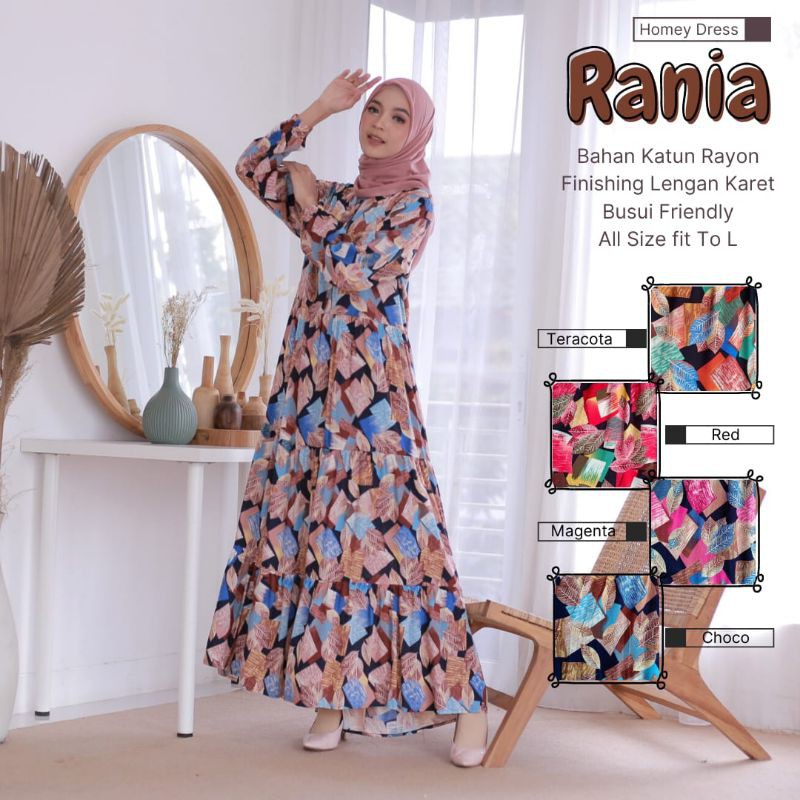 Termurah!! Homey Dress/Gamis Dewasa Motif-Homey Dress Rania-Bahan Katun Rayon Premium-Nyaman dipakai