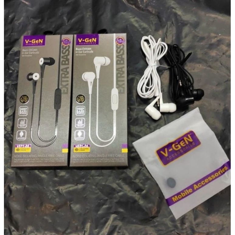 Original V-Gen Headset Extra bass with Microphone Earphone bass stereo Original Vgen (V-P06)