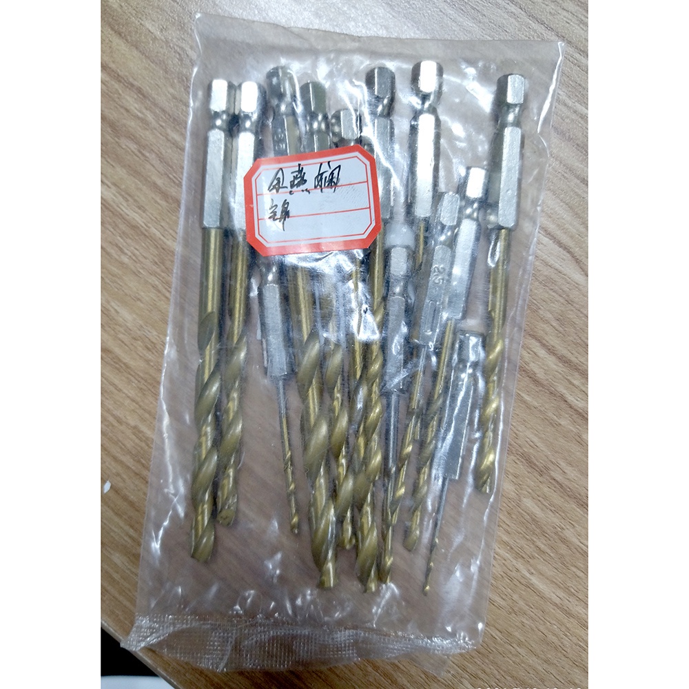 Mata Bor Kayu Aluminium Power Drill Steel Titanium Hex Shank 13 PCS