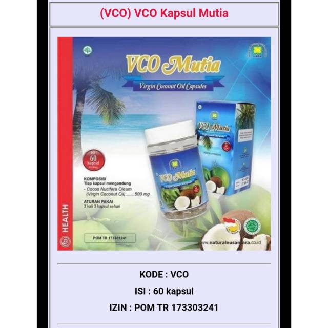 (VCO) VCO Kapsul Mutia