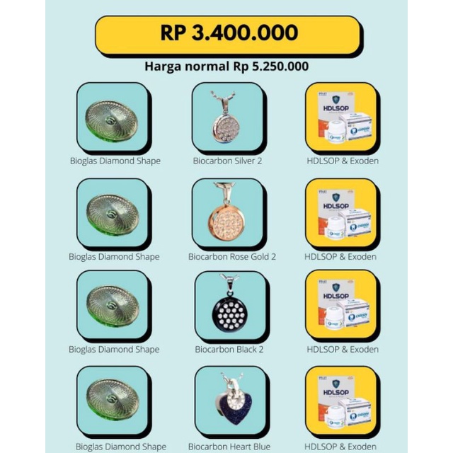 NewPROMO 3in 1 Kalung, Bioglas,HDLSOP Original MCI/Paket Kalung kesehatan Anti Radiasi Elektromagnet