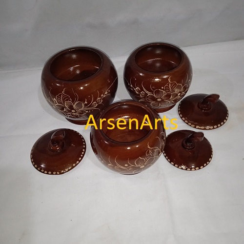 Toples Kayu Set Kayu Jati Model Buah Apel Motif Ukir Isi 3 Biji Kwalitas Oke