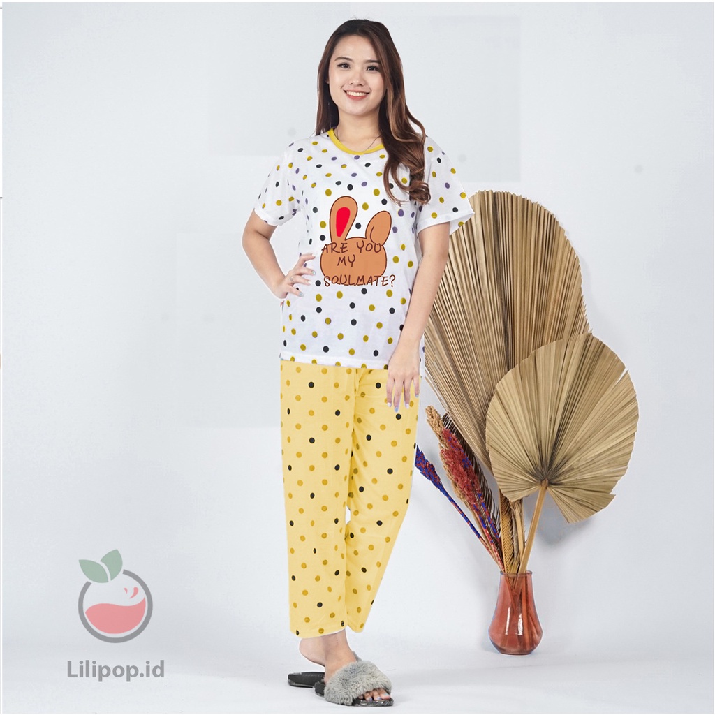 Lilipop.id  Baju Tidur Wanita CP Soulmate Setelan Piyama BabyDoll Kaos Celana Panjang