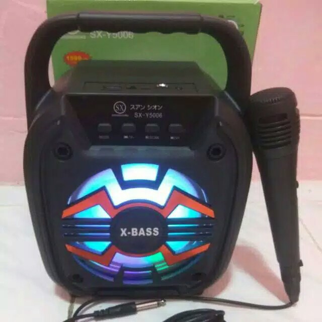 SPEAKER WIRELESS BLUETOOTH FLECO F6110 FREE MIC KARAOKE RADIO FM/SALON AKTIF PORTABLE SUPER BASS LED