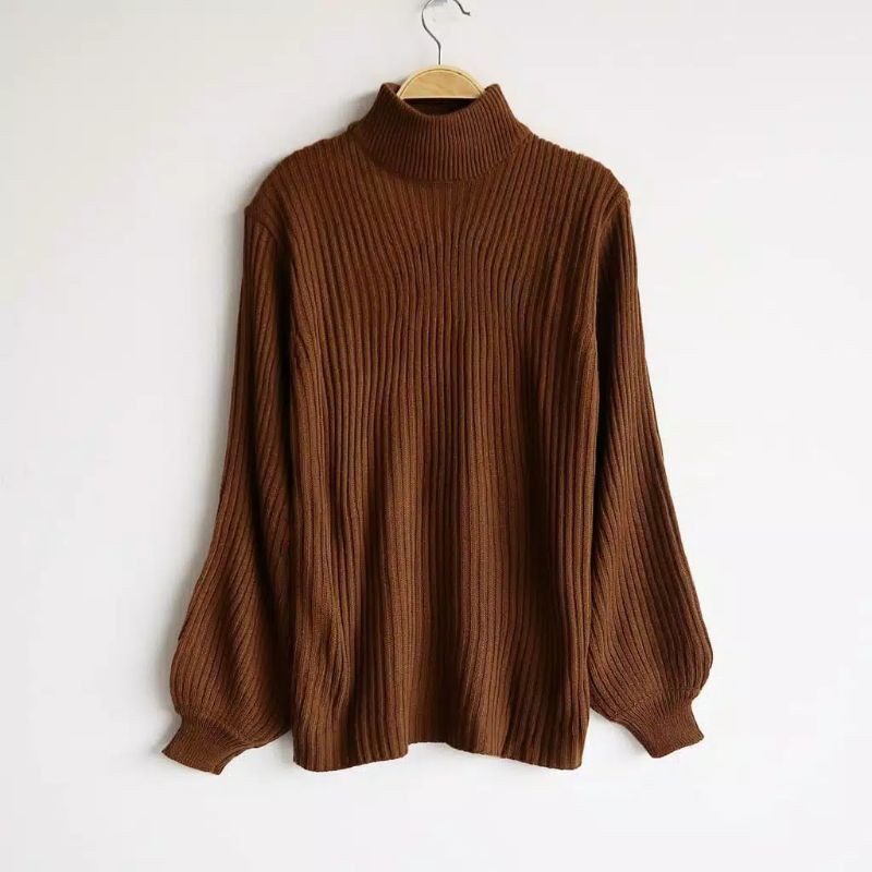 BAYONETA SWEATER TURTLENECKAtasan Wanita Oversize Rajut Halus Ballon Knit