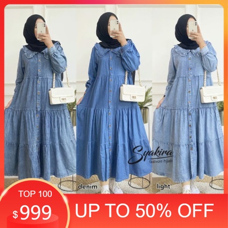 Kiara Midi Dress Jeans Washed HQ denim