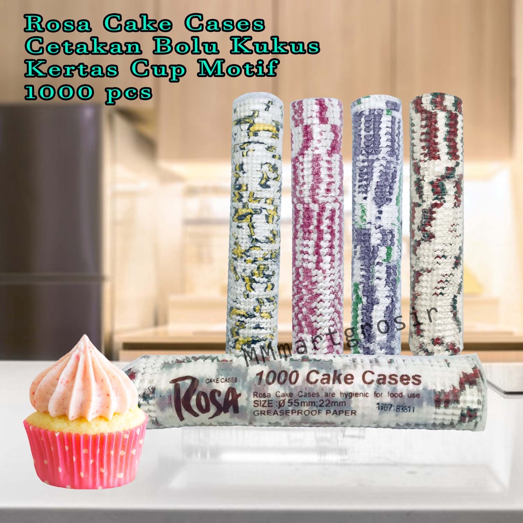 Rosa Cake Cases / Cetakan Bolu Kukus / Kertas Cup Motif / 1000pcs