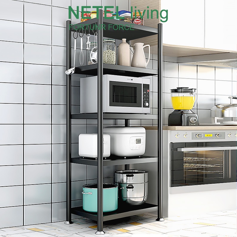 YG65YJ NETEL Rak Dapur Multi-Lapisan Microwave Oven Rak Pot Rak Penyimpanan Multi-Fungsi dengan Roda